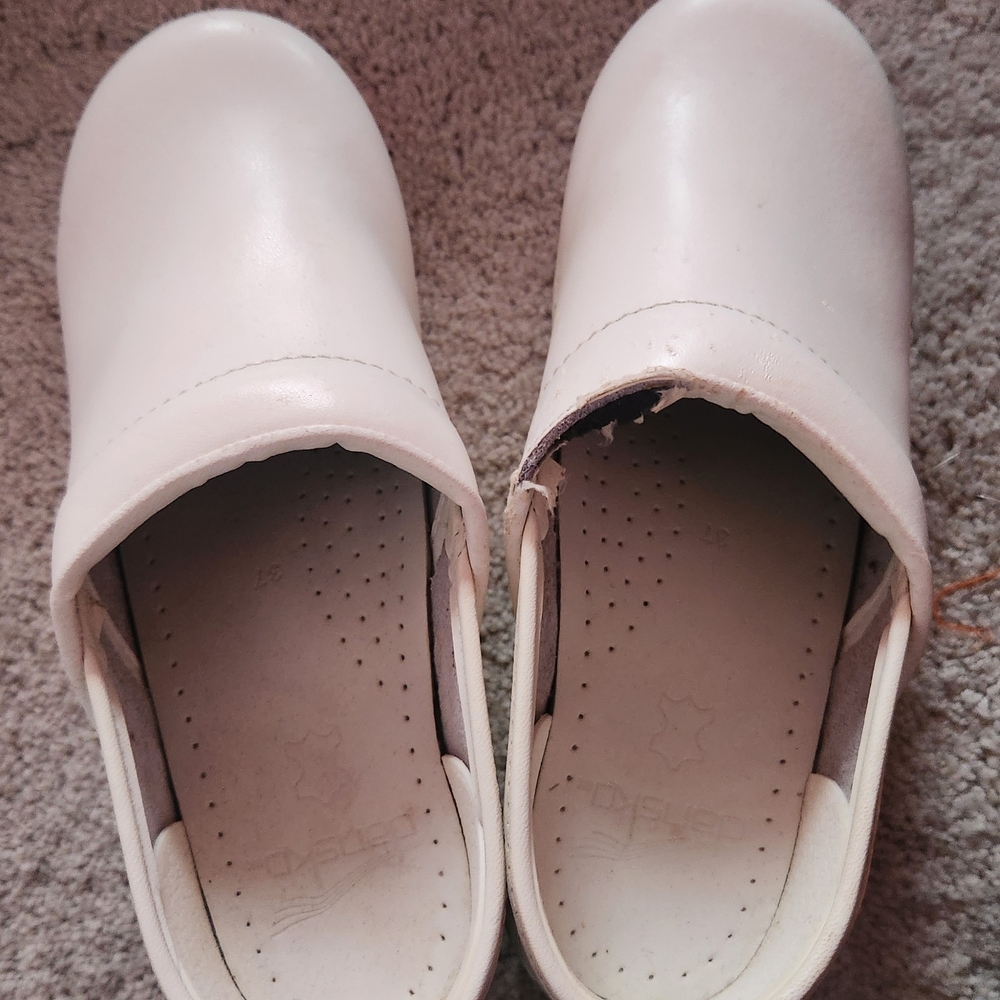 Dansko White Leather Mules